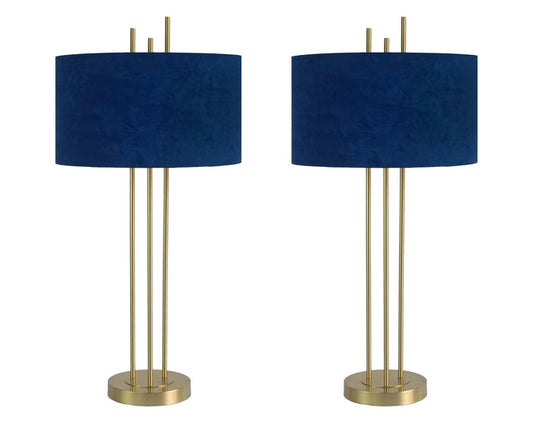 "Velvet Radiance" Metal Table Lamp (Set of 2) - Plated Gold Fiish