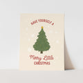Christmas card with a tree and text on a beige background