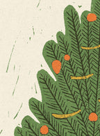 Vintage Holiday Tree Block Print, Poster
