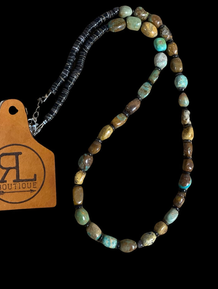 Wade Round Authentic Turquoise  and Shell Bead necklace