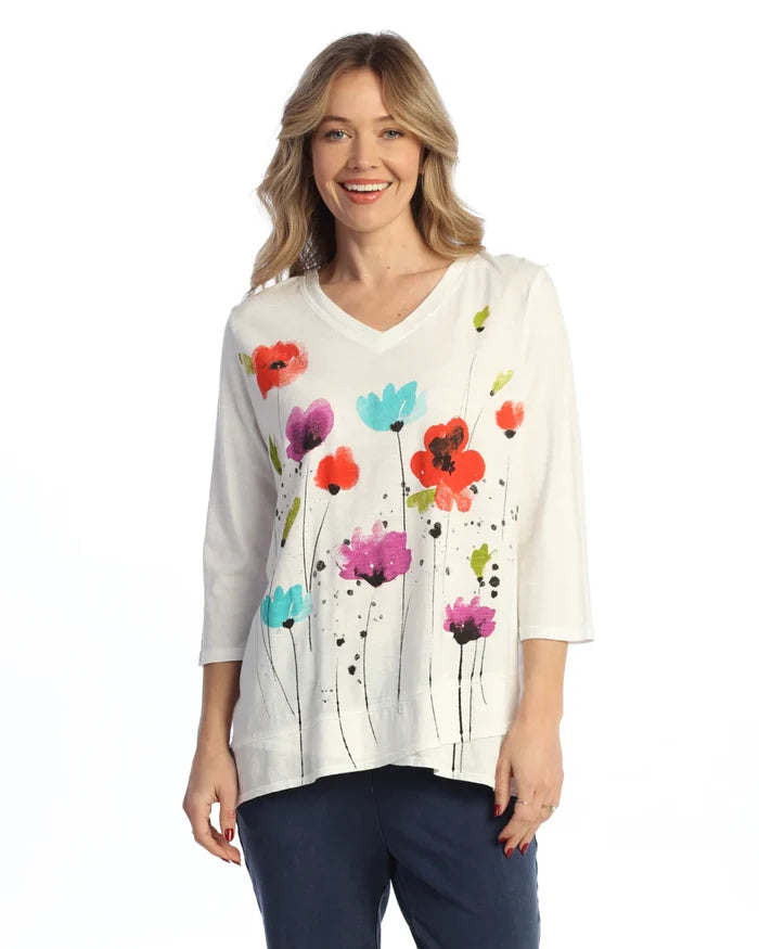 Weekend by Jess & Jane "Joyful" V-Neck Tulip Hem Top - WK8-1578