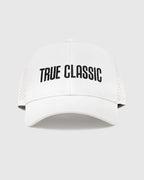 White All Purpose Logo Cap with TRUE CLASSIC in bold black letters.