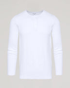 White Waffle Long Sleeve Henley with a three-button placket.