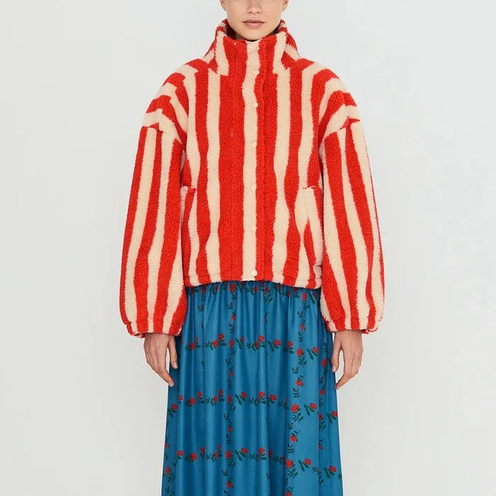 Wide Stripes Sherpa Jacket