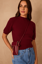 Wine Bossa Cellphone Magnet Closure Crossbody Bag_1