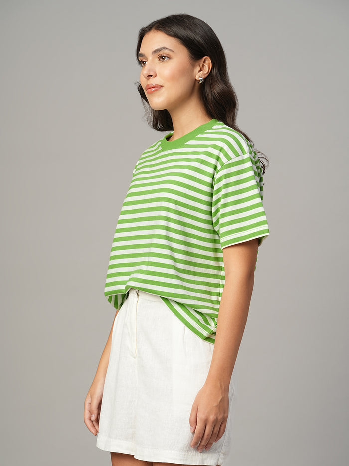 Women's Green 100% Organic Cotton Regular Fit Tshirt