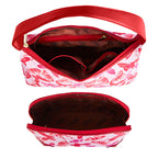 Women's pink colour hobo shoulder bag and cosmetic pouches travel combo-interior view