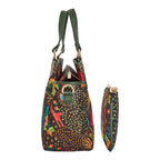 Women's green Satchel bag and coin pouches combo for travel and gift-side view