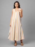 Women's Natural Linen Cotton Regular Fit Dress