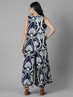 Women's Navy 100% Linen Regular Fit Jumpsuit
