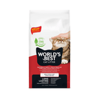 World's Best Cat Litter packaging with a cat and hand on a white background