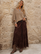 Zola Boho Velvet Skirt Chocolate